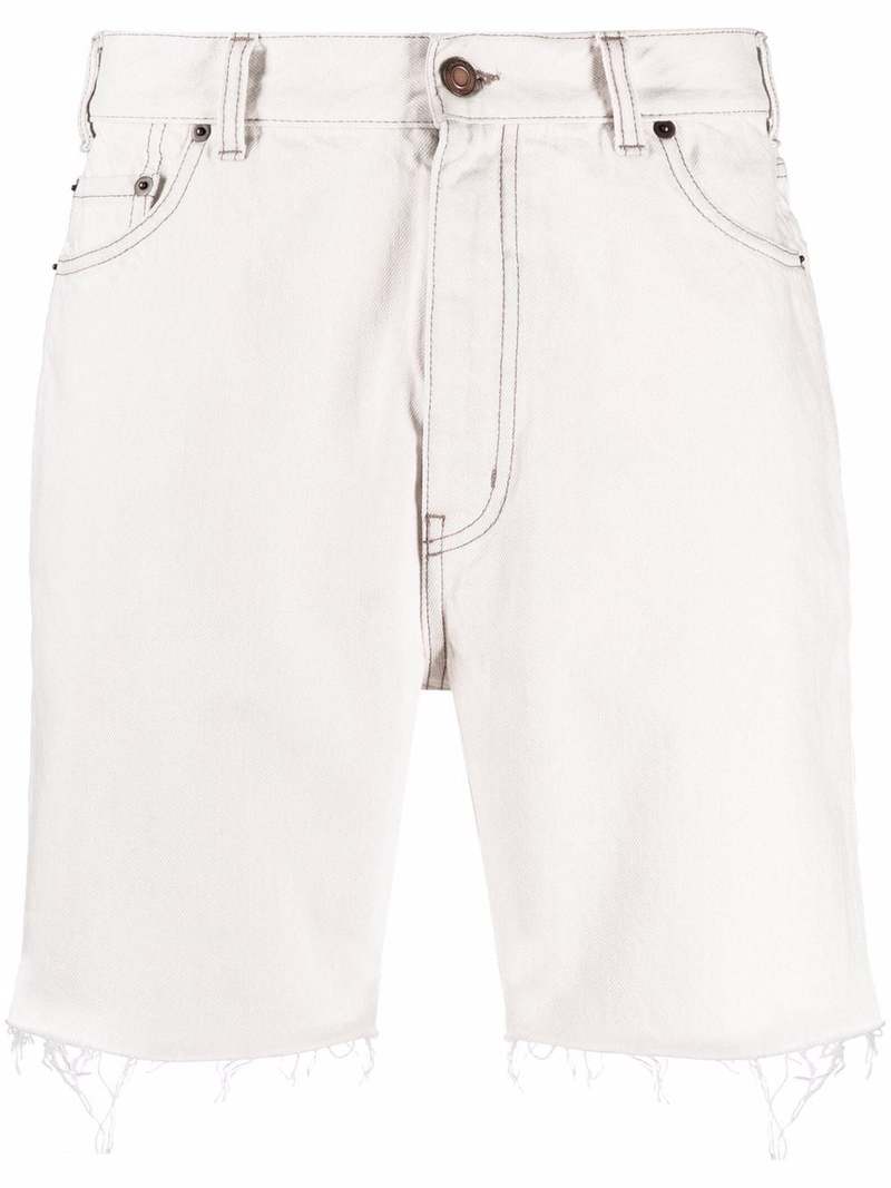 【関税＆送料込み】Saint Laurent VendA´me Denim Bermuda Sho SAINT LAURENT - California Straight-Leg Distressed Denim