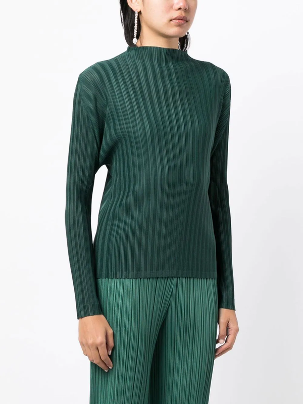 Pleats Please by Issey Miyake Rib Pleats Top - Dark Green Pleats Please by Issey Miyake Rib Pleats Top - Dark Green