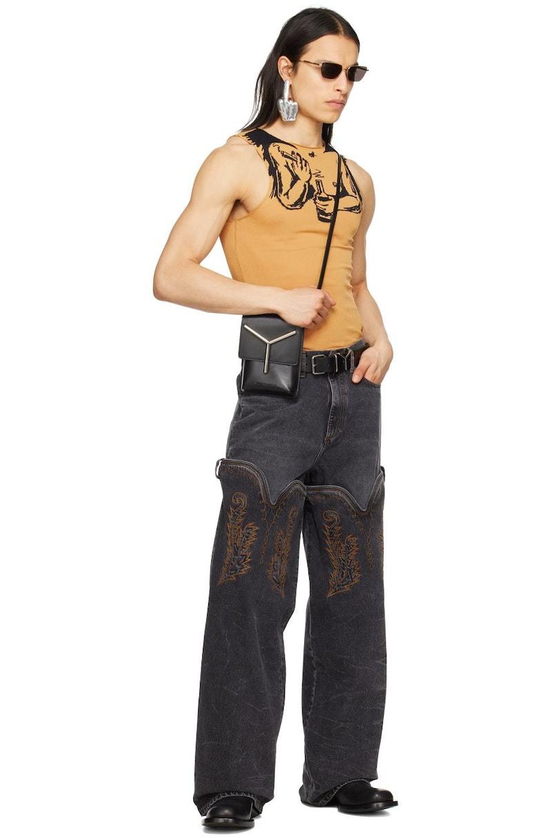 yproject Classic Cowboy Cuff ジーンズ Y/Project Black Classic Cowboy Cuff Jeans Y/Project