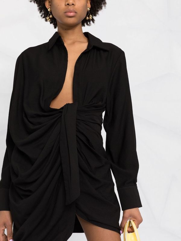 jacquemus shirt dress La Mini Robe Chemise cotton shirt dress in white - Jacquemus