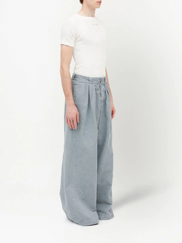 Maison Margiela コットンリネンパンツ 44 Maison Margiela Cotton Linen Wide Leg Pant - Dark Blue | Garmentory