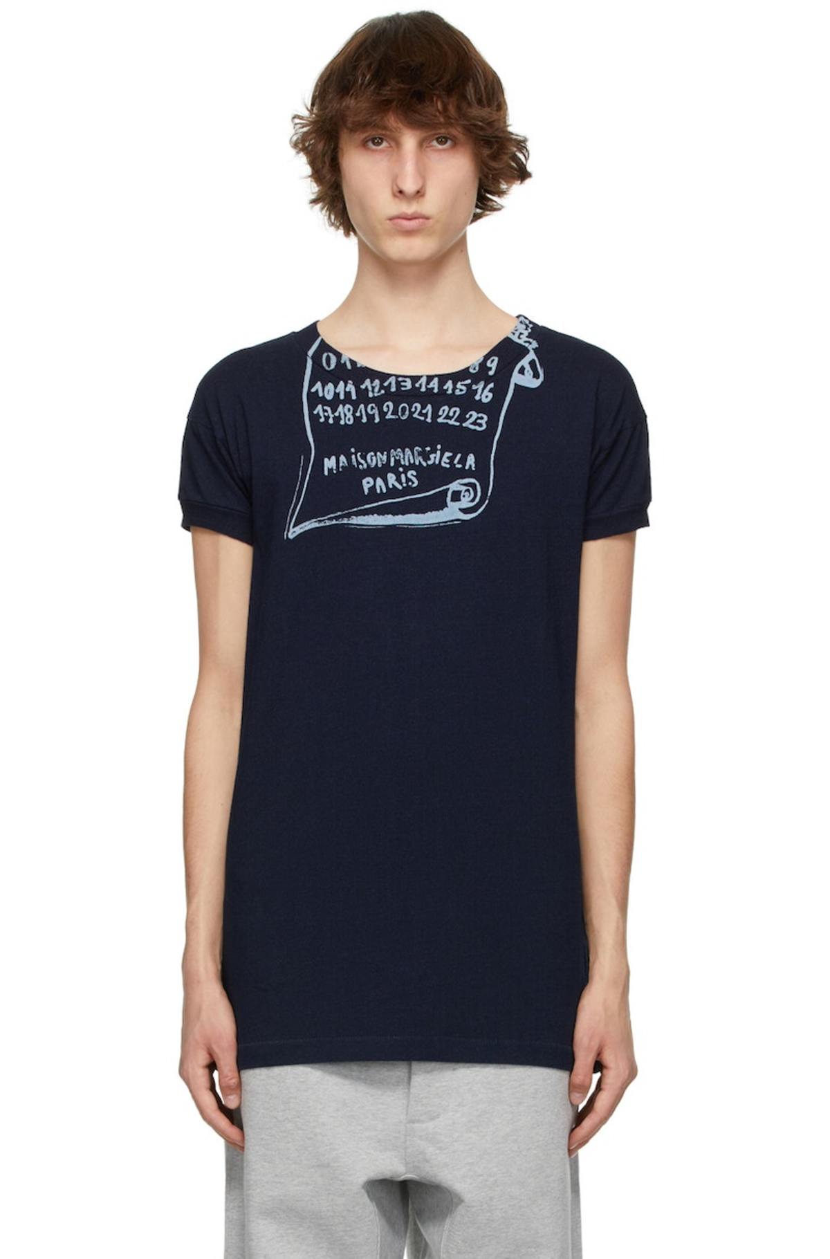Maison Margiela Graphic T-Shirt - 961 NAVY | Garmentory