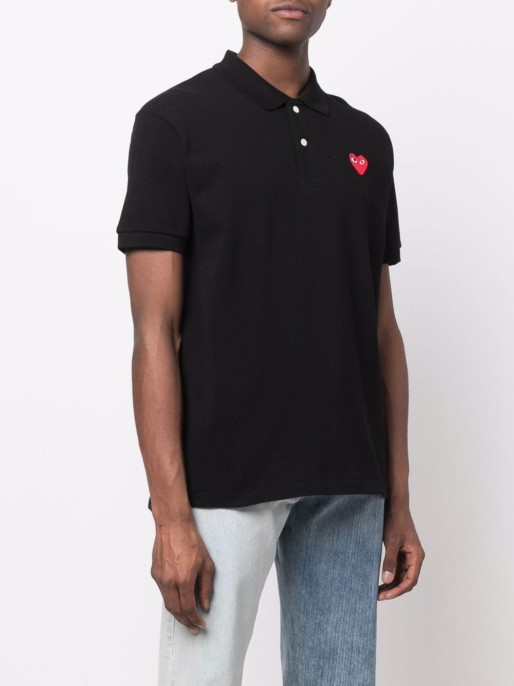 Comme des Garçons Play Heart Polo Shirt - Black/Red | Garmentory