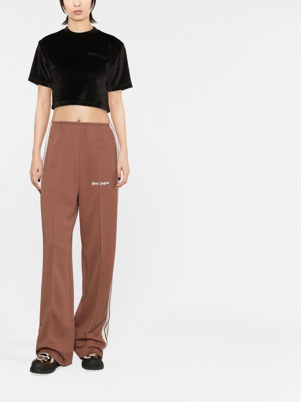 パンツ PALM ANGELS BROWN/OCHRE COLOUR-BLOCK WIDE TROUSERS Ochre Khaki Wide Leg Pants | LEMAIRE