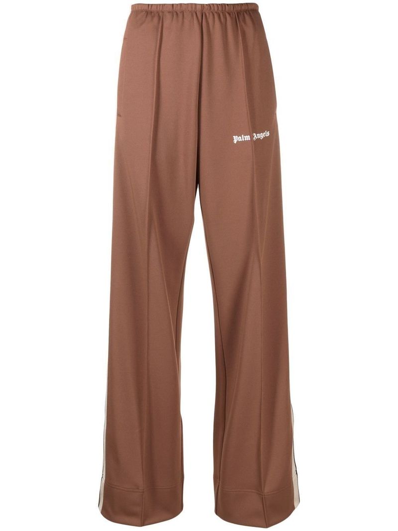 パンツ Palm Angels PWCA128F23 FAB001 6010 Trousers Brown Palm Angels Loose Track Pants - Brown/White | Garmentory