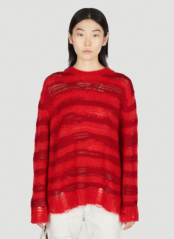 Acne Studios Distressed Stripe Jumper - Red/Deep Red | Garmentory