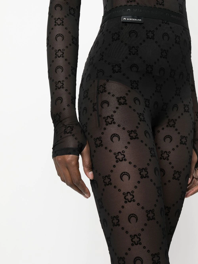 【関税込み】Marine Serre ブラック Moonogram タイツ Black Moonogram Tights by Marine Serre on Sale