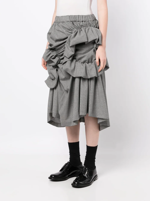 COMME DES GARCONS NOIR WOMEN RUFFLE HOUNDSTOOTH SKIRT | Garmentory