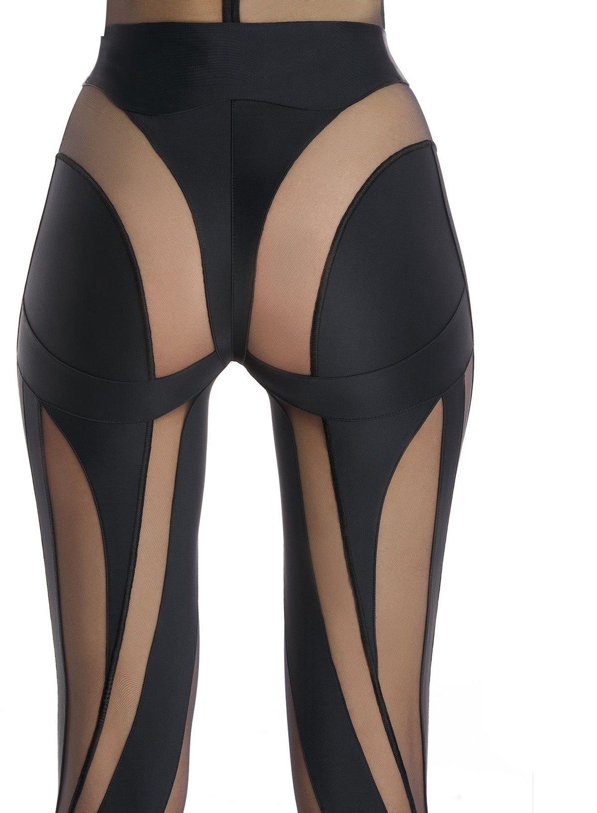 【関税込み】Mugler パープル＆ベージュ Spiral レギンス MUGLER-WOMEN-Sheer-Spiral-