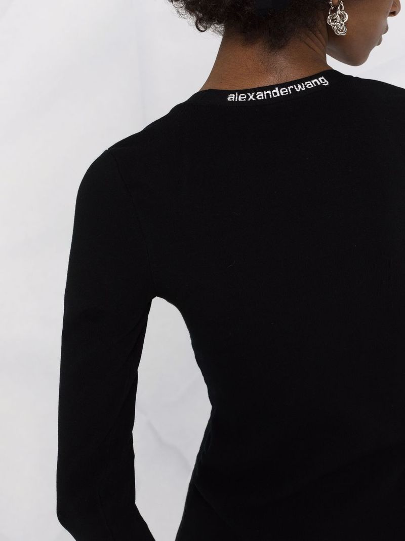 T BY ALEXANDER WANG WOMEN Bodycon LS Logo Jacquard Trim