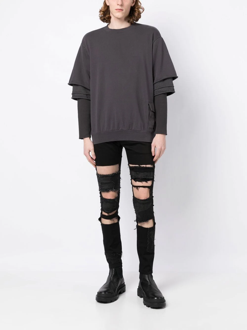 UNDERCOVER MEN Double Layered Sleeve Sweatshirt - CHARCOAL