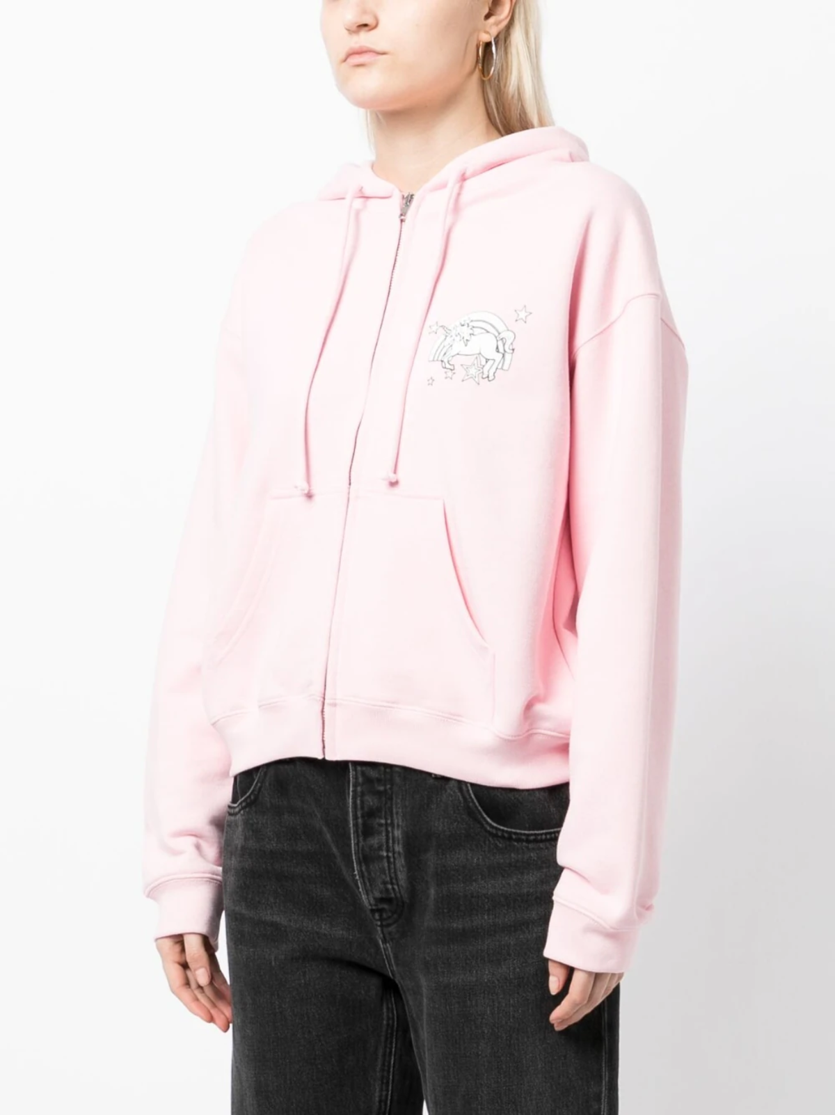 Vetements Unisex Magic Unicorn Fitted Zip-up Hoodie Baby Pink