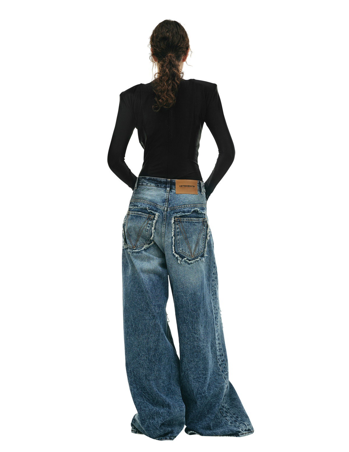 Vetements Distressed Wide Leg Jeans - Blue | Garmentory