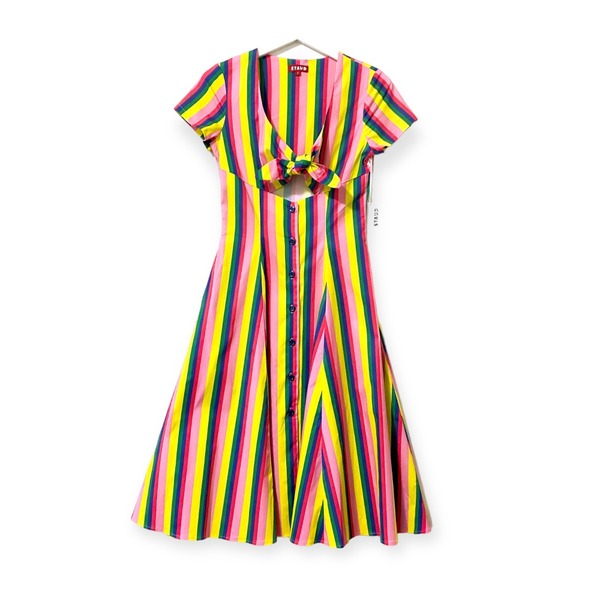 slim fit dress slacks STAUD Wylie Dress in Huntington Stripe Capsule Shop