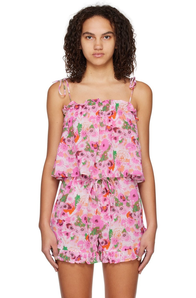 GANNI Pink Floral Tank Top | Garmentory