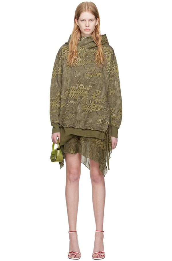 Diesel Khaki D-Rolly-Hood Minidress - Military Green on Garmentory