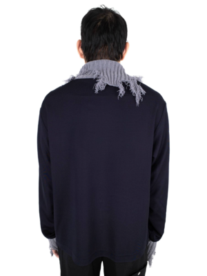 Kiko Kostadinov Cedid Rib Pullover - Dark Blue/Ash Grey | Garmentory