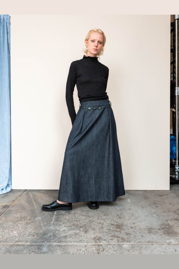 FME Apparel The Abby Skirt - Indigo Denim