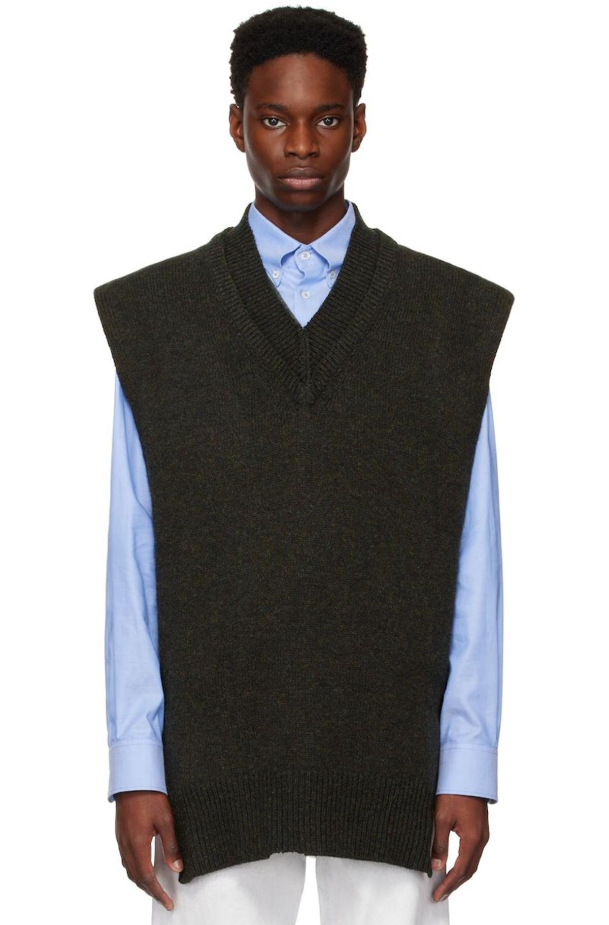 Maison Margiela Layered Vest - Dark Green Melange | Garmentory