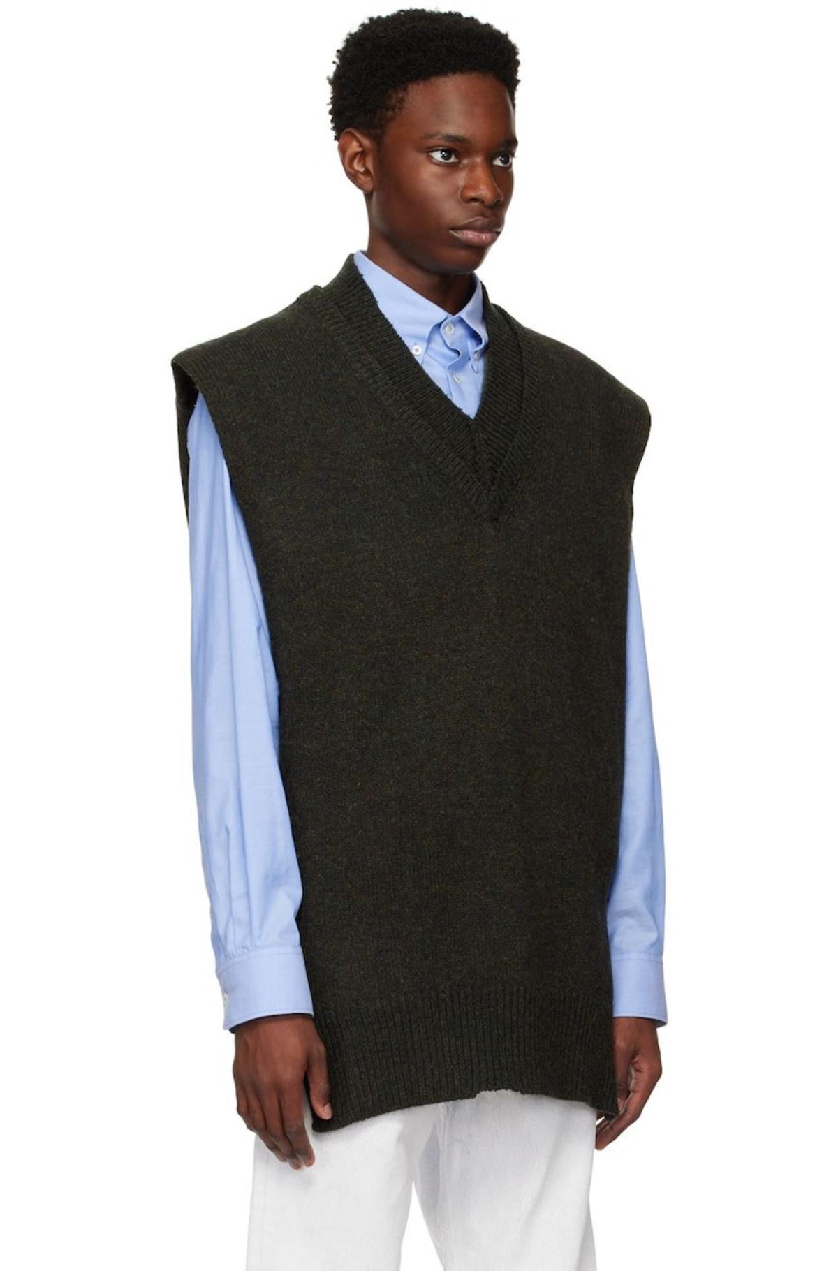Maison Margiela Layered Vest - Dark Green Melange | Garmentory