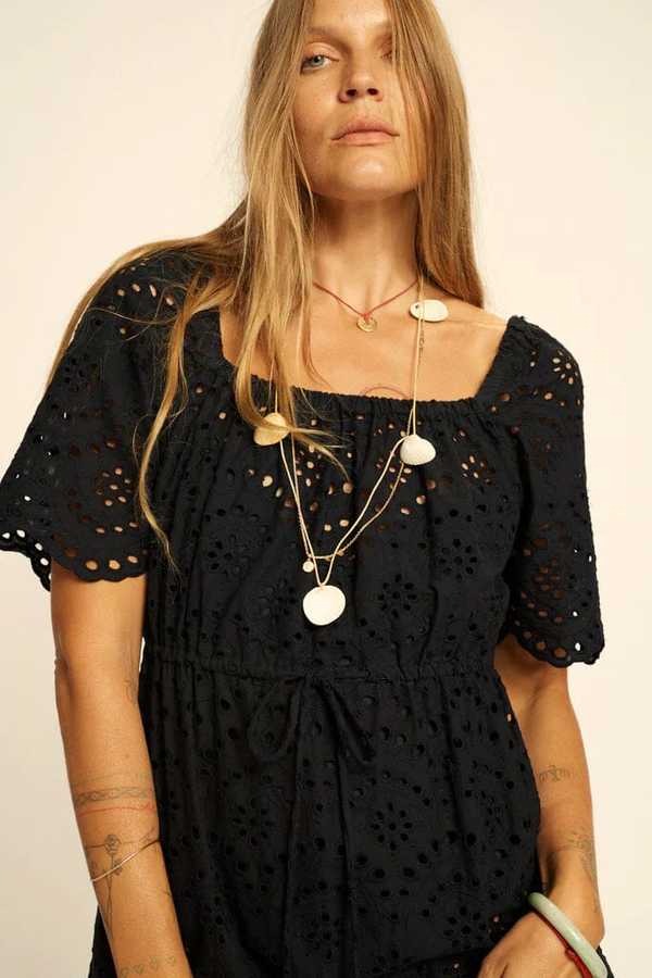 sachin and babi light blue dress ISABEL MARANT One-shoulder embroidered cotton-voile mini dress main image 1