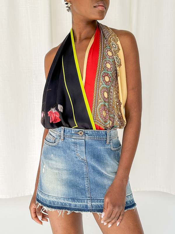 white christmas dresses Handkerchief Dress In Denim & Gold Tie Dye main image 0
