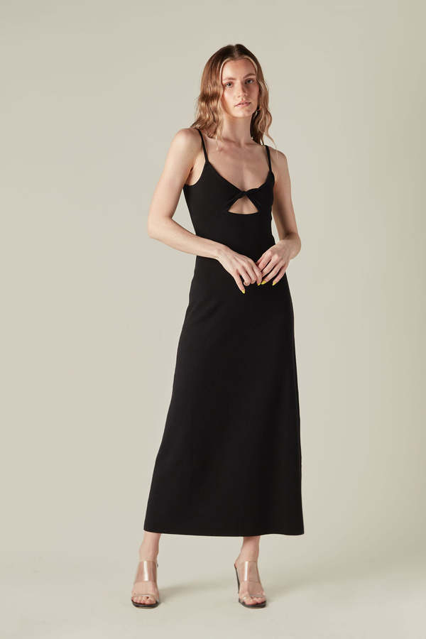 The Range Knit Sweater Twist Cami Dress - Jet Black | Garmentory
