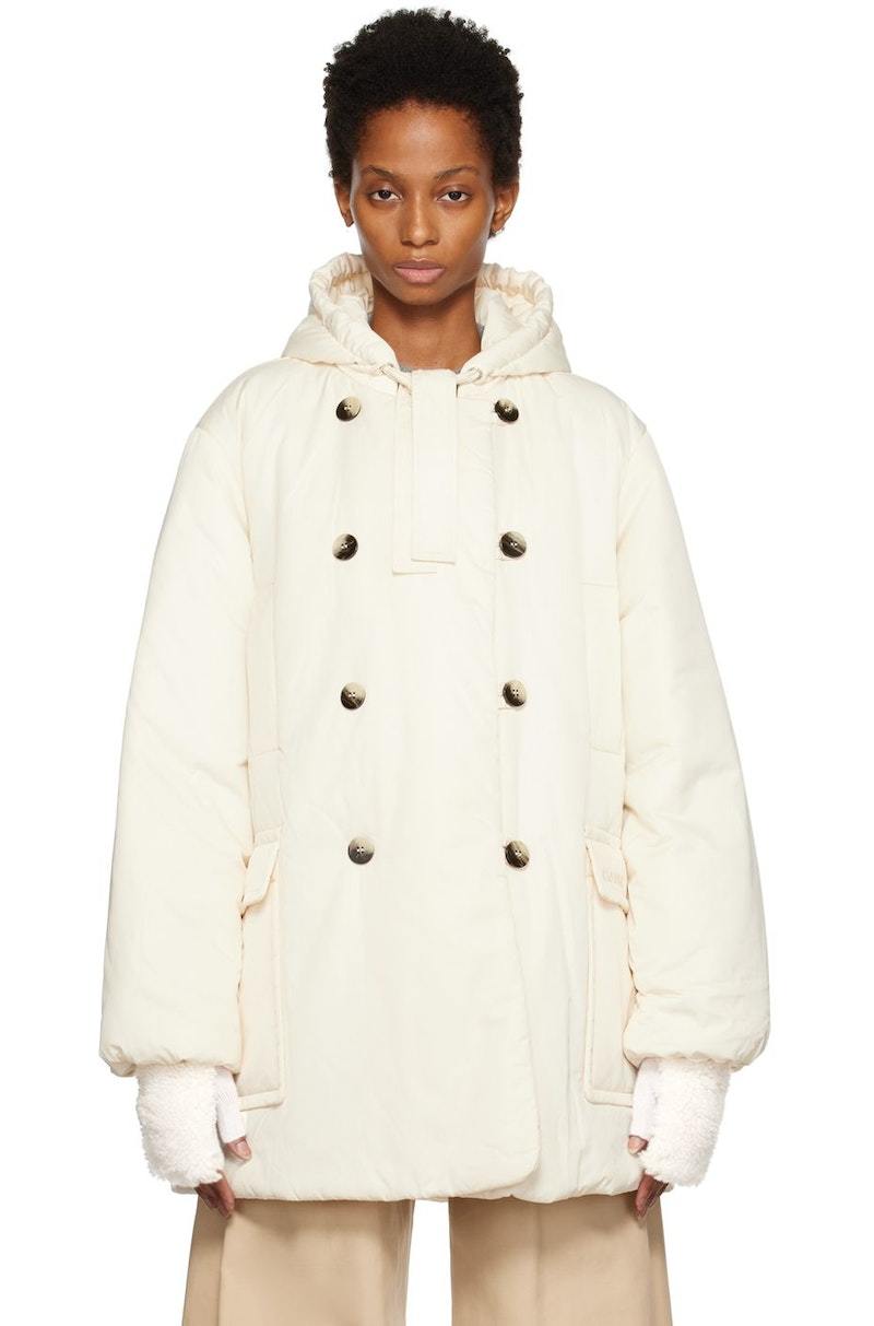 GANNI Shiny Insulated Coat - Off White | Garmentory