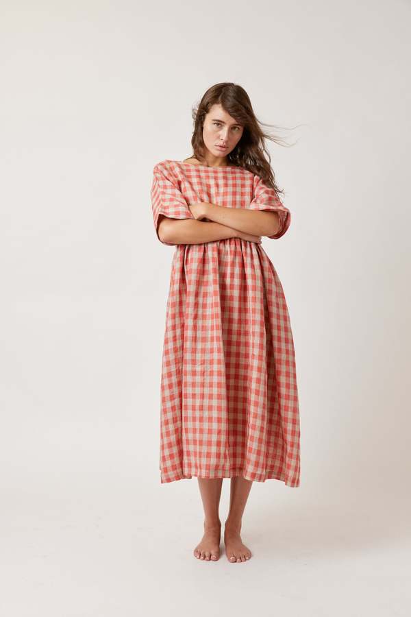 chinese dress ladies Gingham Tank Midi Dress for Women Tie Front Pleated Plaid Dresses Summer  Sleeveless Loose Fit Sundress,Beige,Small at Amazon Women's Clothing store