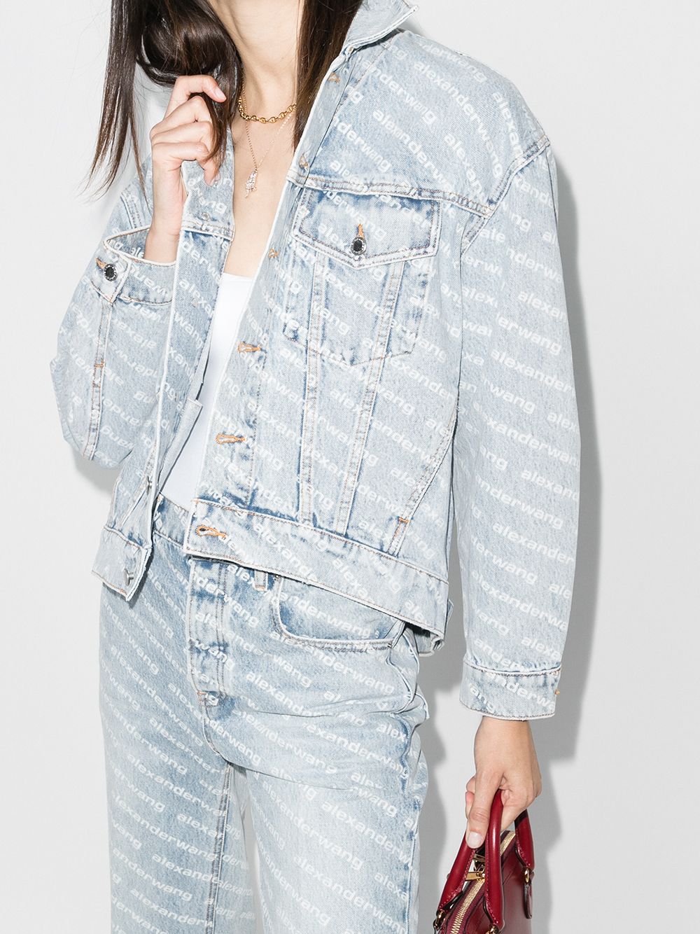 ALEXANDER WANG Falling Back Logo Jacket - Pebble Bleach | Garmentory