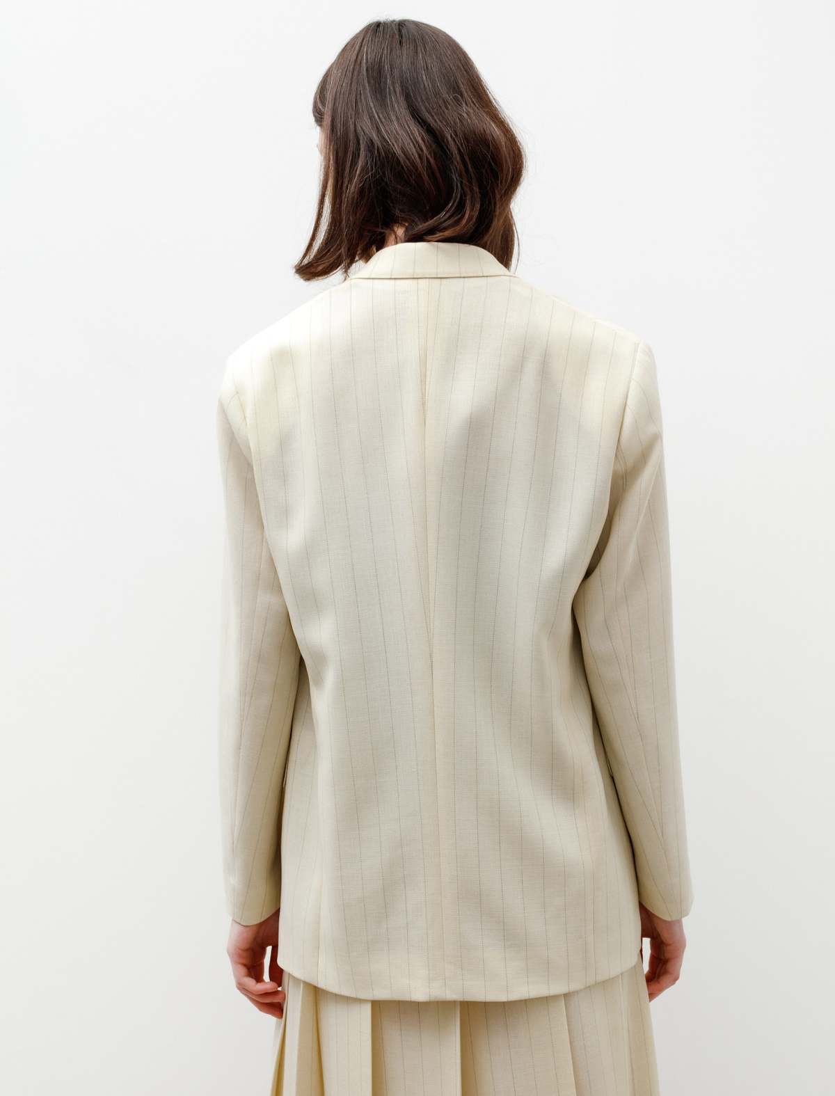 Auralee Hard Twist Wool Panama Stripe Jacket - Ivory | Garmentory