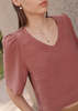 Eve Gravel Hera Linen Puff Sleeve Top - Olive - Thumbnail 2