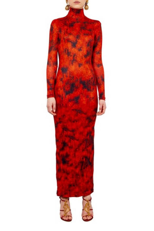 Christoph Rumpf Long Sleeve Turtleneck Dress - Red | Garmentory