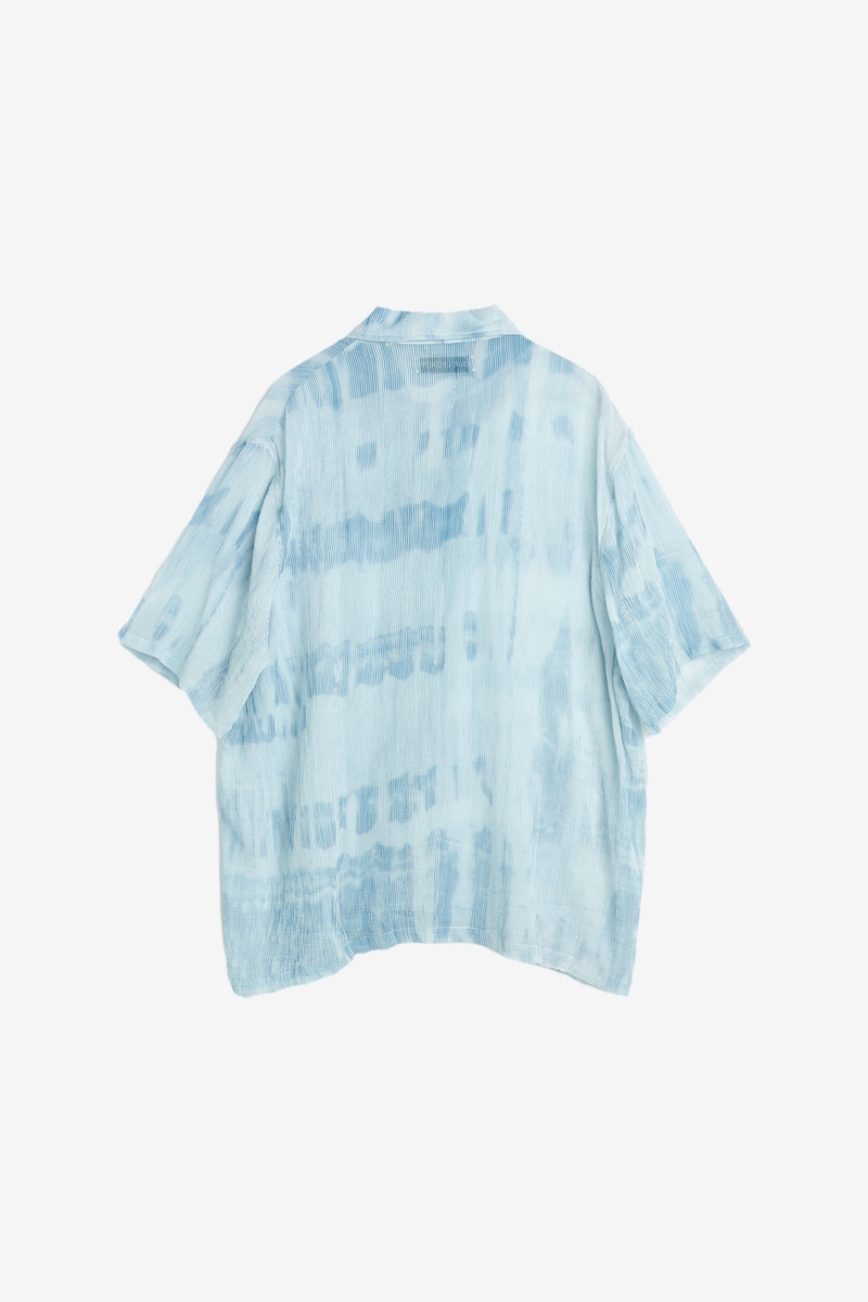 Our Legacy Shortsleeve Box Shirt - Blue Brush Stroke Print 
