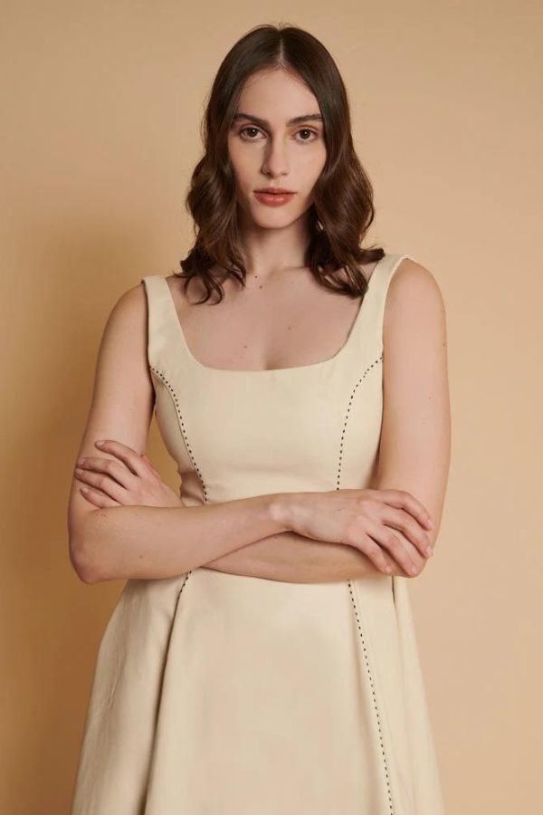 Sister Jane Moira PU Sleeveless Dress - Swan Cream | Garmentory