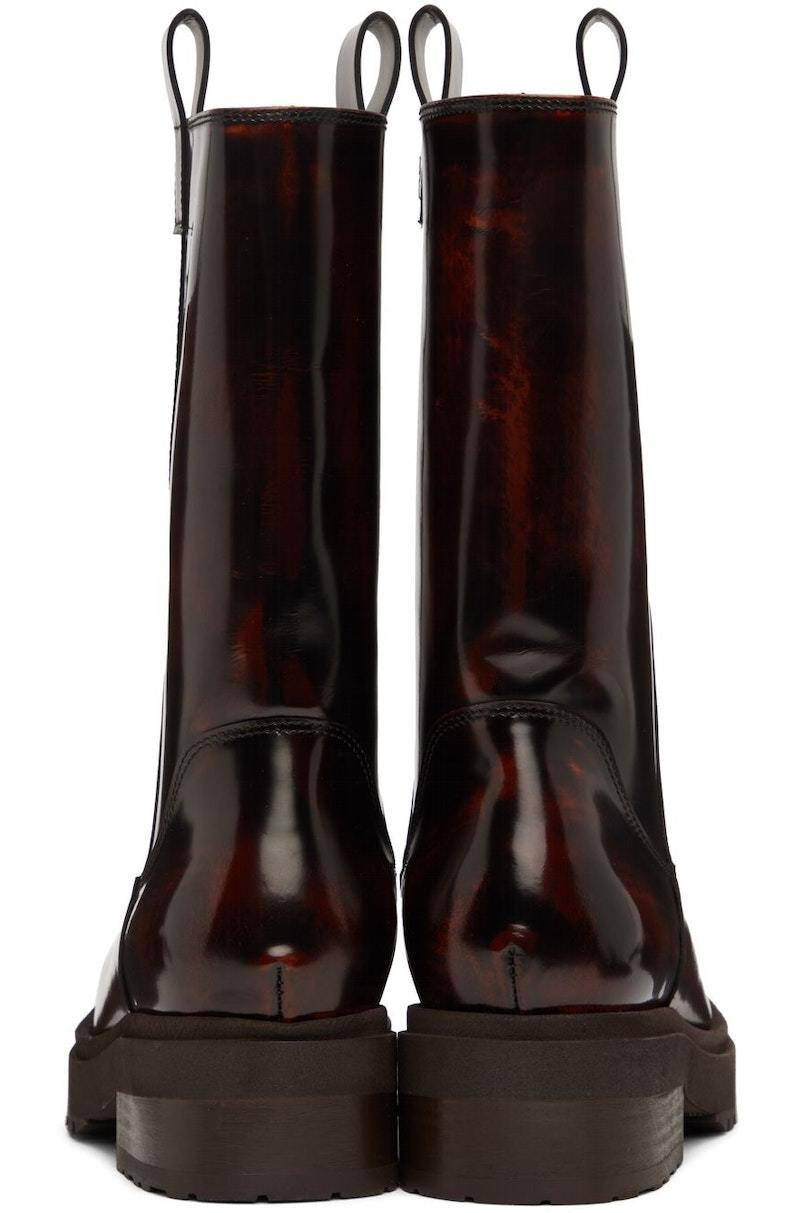 【関税込み】Eckhaus Latta ブラウン スタック ブーツ Eckhaus Latta Stacked Boots - Brown | Garmentory