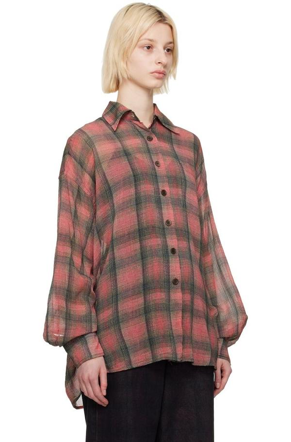OUR LEGACY Borrowed シャツ　長袖　ピンク チェック 32 Our Legacy Borrowed Shirt - Big Lumbercheck Print | Garmentory