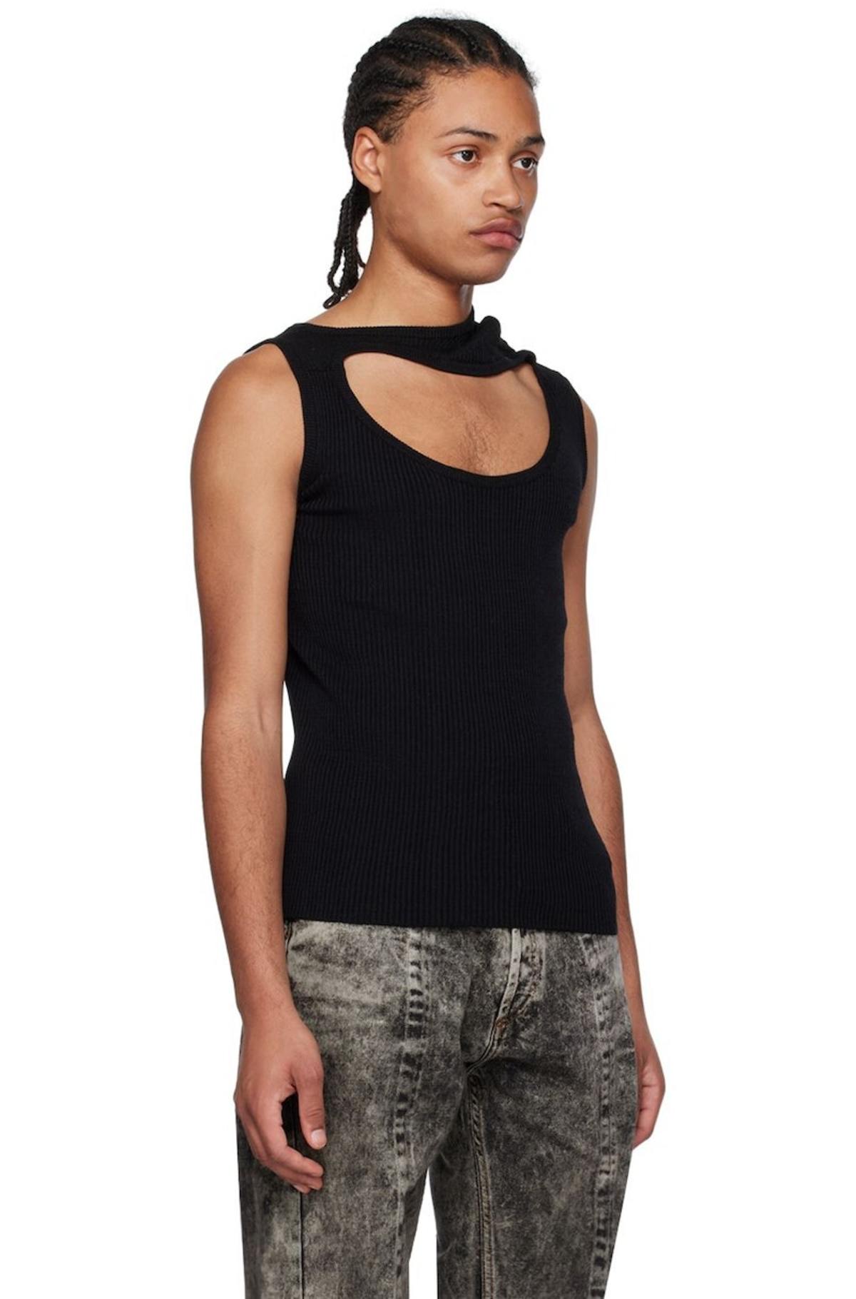 Y/Project Triple Collar Tank Top Black Garmentory