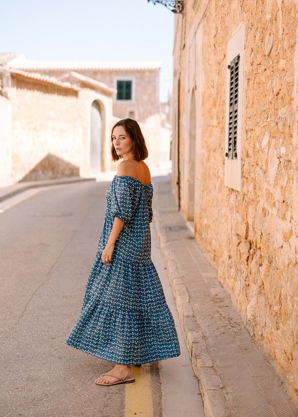 chinese dress ladies Mirth Capri Dress Tiered Cotton & Silk Maxi with Pockets Tie Belt main image 0