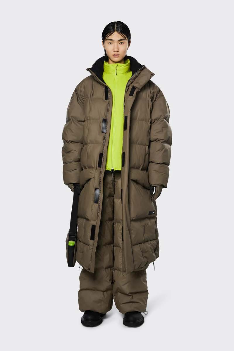 Rains Block Puffer Coat Wood Garmentory