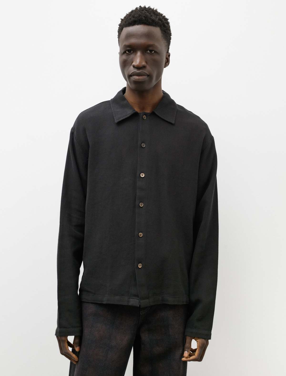 Our Legacy Isola Sparse Panama Cotton Shirt - Black | Garmentory