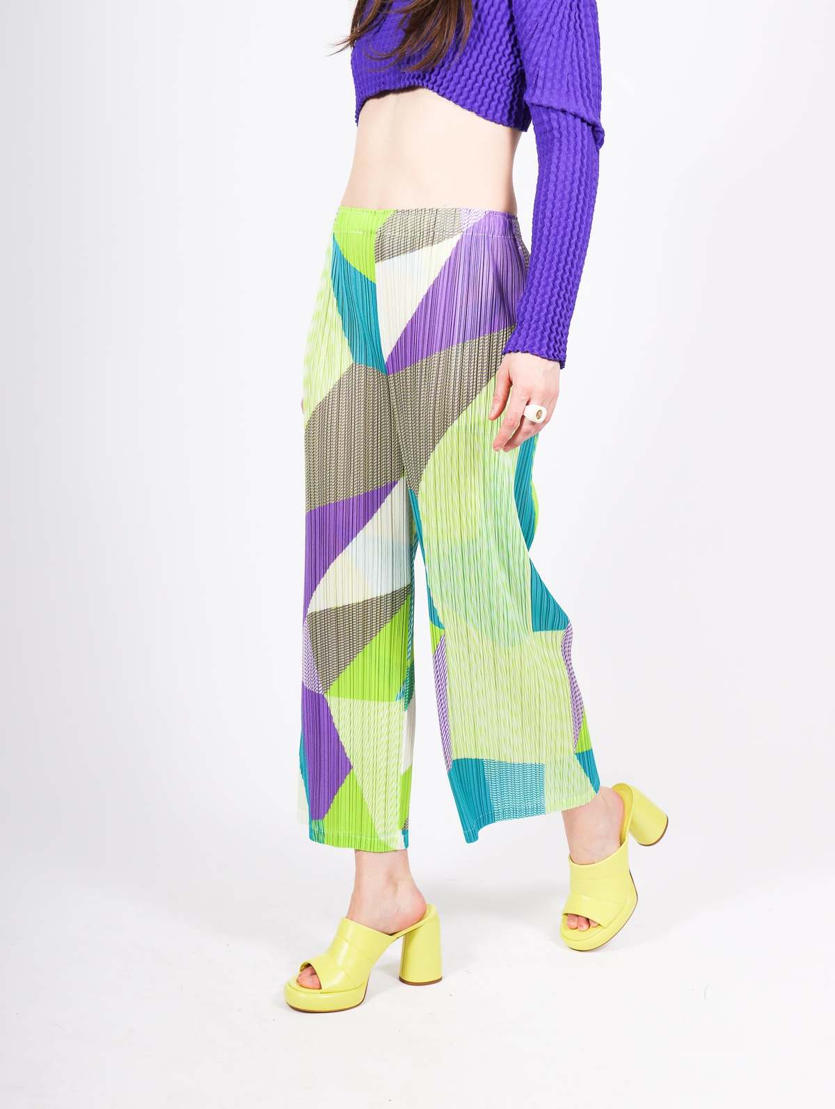 Pleats Please by Issey Miyake Crossroad Bottoms - Lime Green