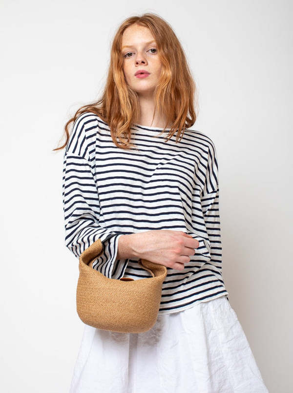 Mature Ha Paper Abaca Braid with Small Black Handle Bag - Bronze Gold ...