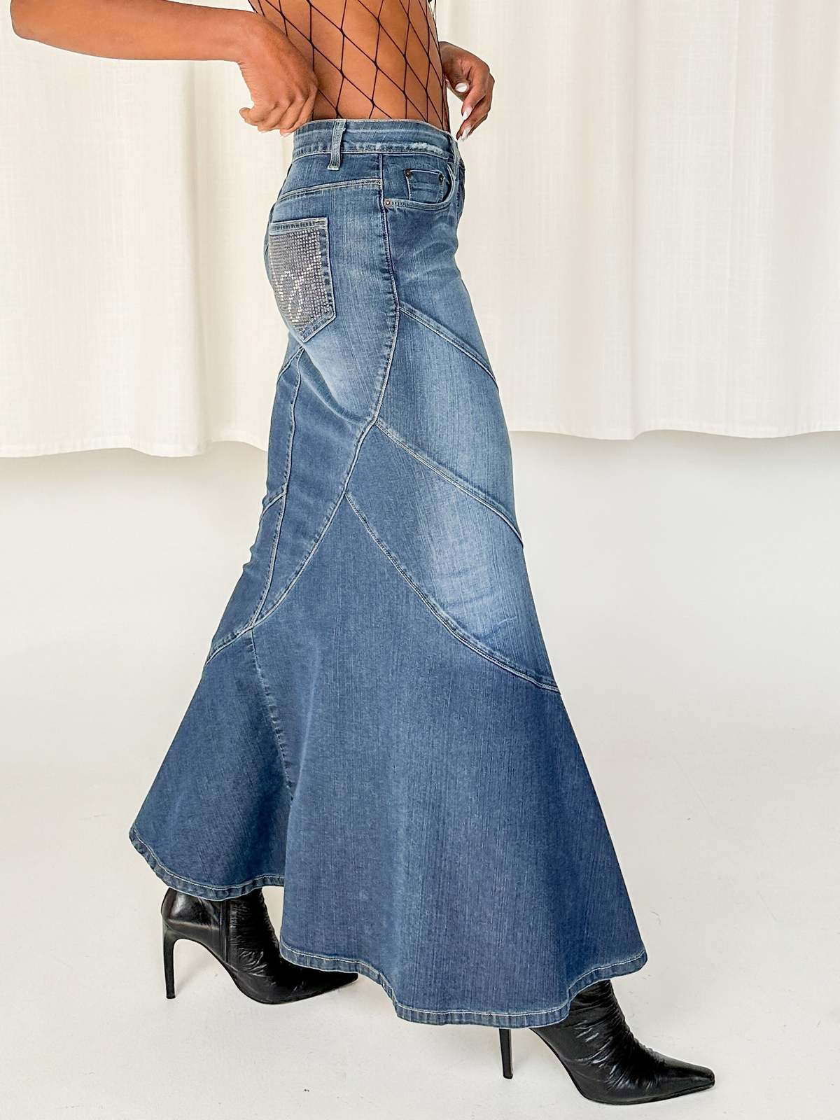Denim Mermaid White Skirt (without belt)