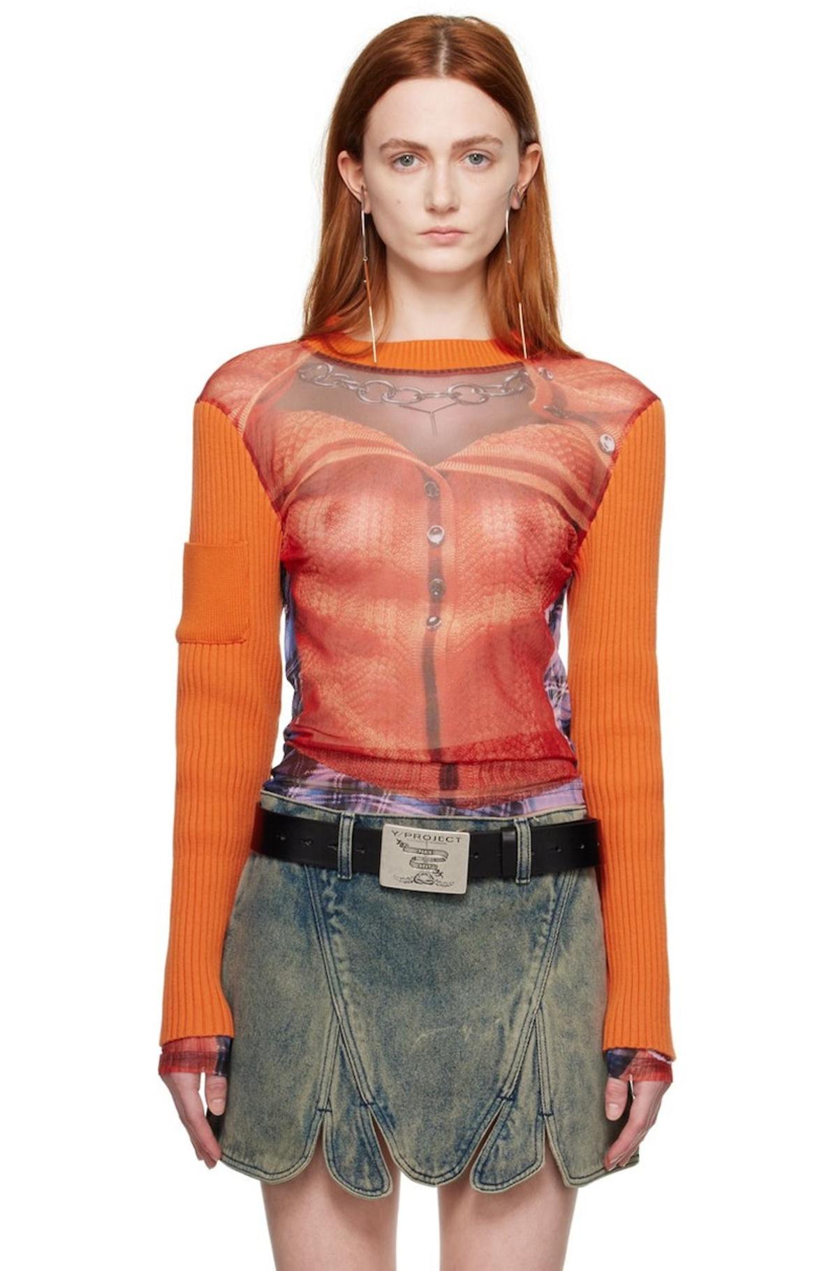 Y-Project Jean Paul Gaultier Edition Trompe LOeil Ruffle Cardigan