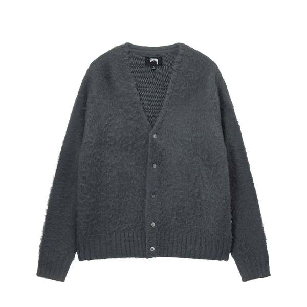 Stussy Brushed Cardigan - Charcoal | Garmentory
