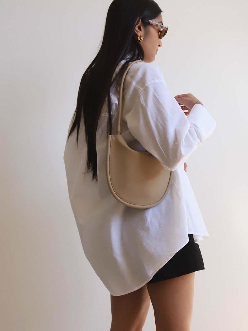 Lemels Leather Flat Hobo Bag - Oatmeal | Garmentory