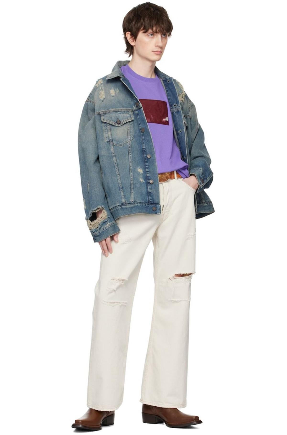 Acne Studios Destroyed Denim Jacket - Blue | Garmentory