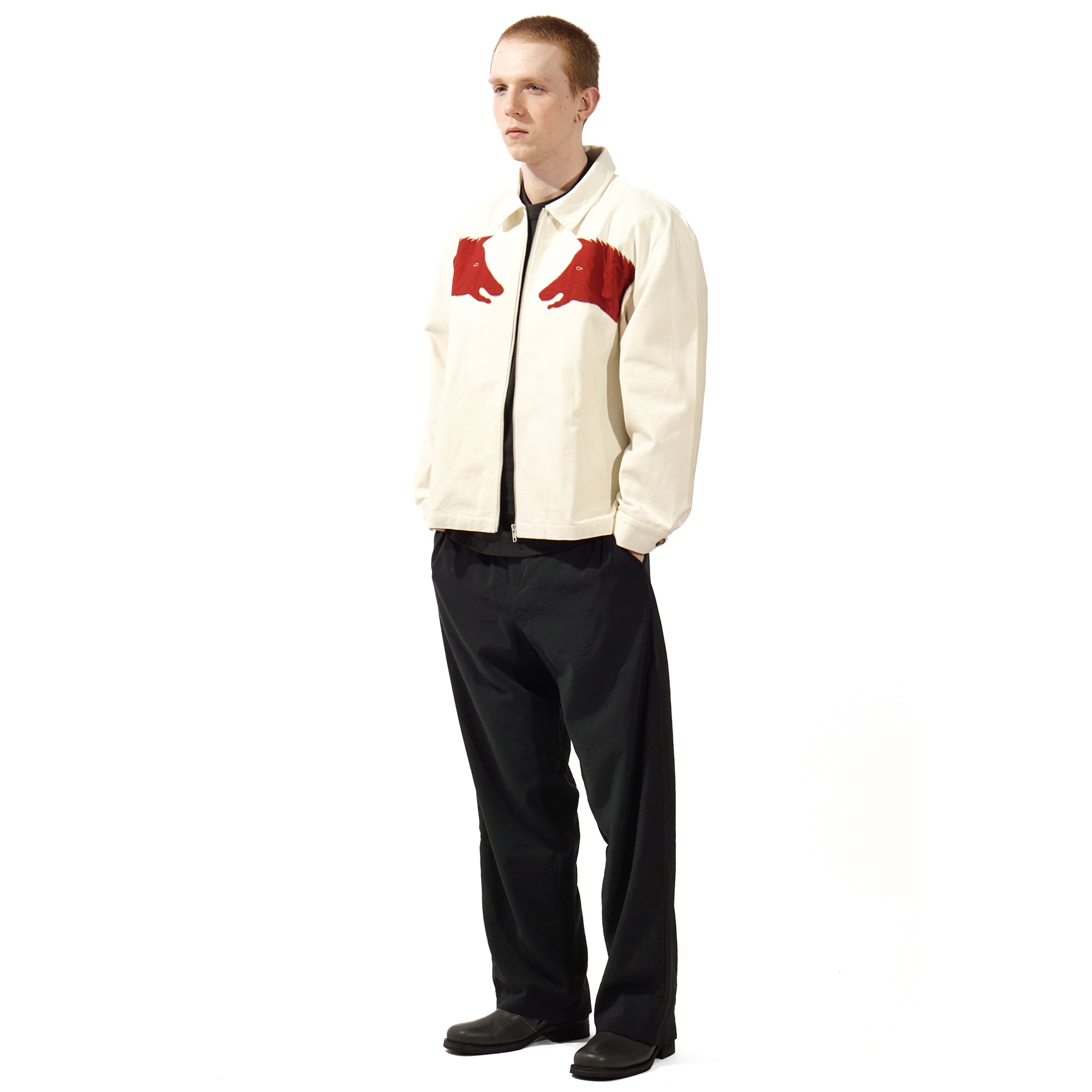 BOAR APPLIQUE JACKET - RED WHITE | Garmentory