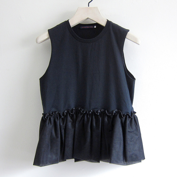 Harvey Faircloth Sleeveless Peplum Tee - Black